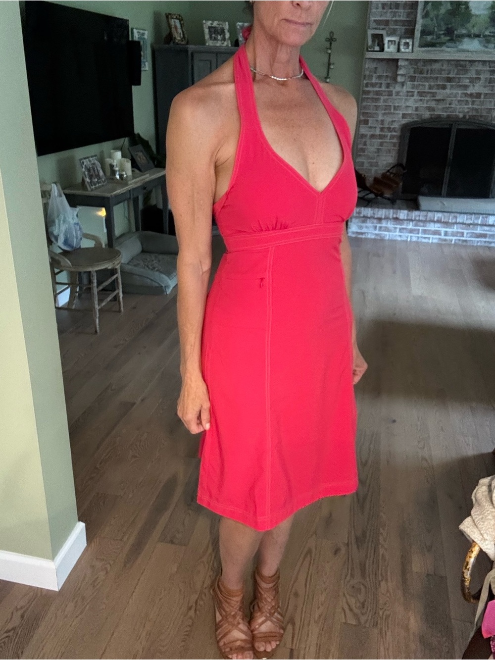 Athleta Coral Halter Midi Dress